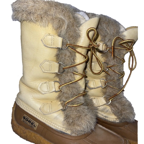 Vintage Sorel Nanook Leather Fur Winter Snow Boots, Sz 8 - Picture 4 of 12